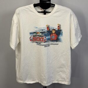 Vintage Jeff Gordon‎ Shirt Mens Large White NASCAR Daytona 500 Chase Graphic Tee